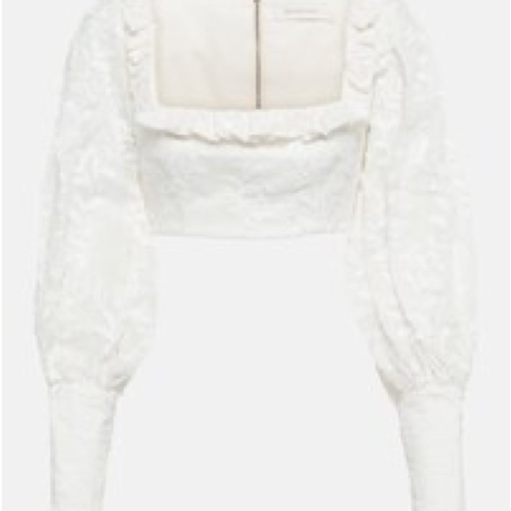 Zimmermann White Long Sleeve Crop Top